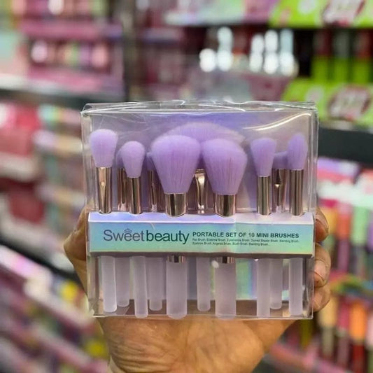 Sweet Beauty portable set of 10 mini makeup brushes.