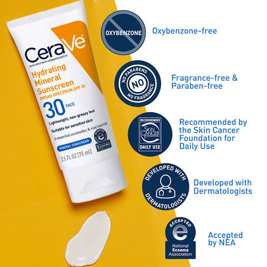 CeraVe Hydrating Mineral Sunscreen SPF 30 Face Lotion